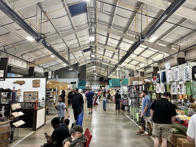 An indoor aisle through the Market Shoppes.