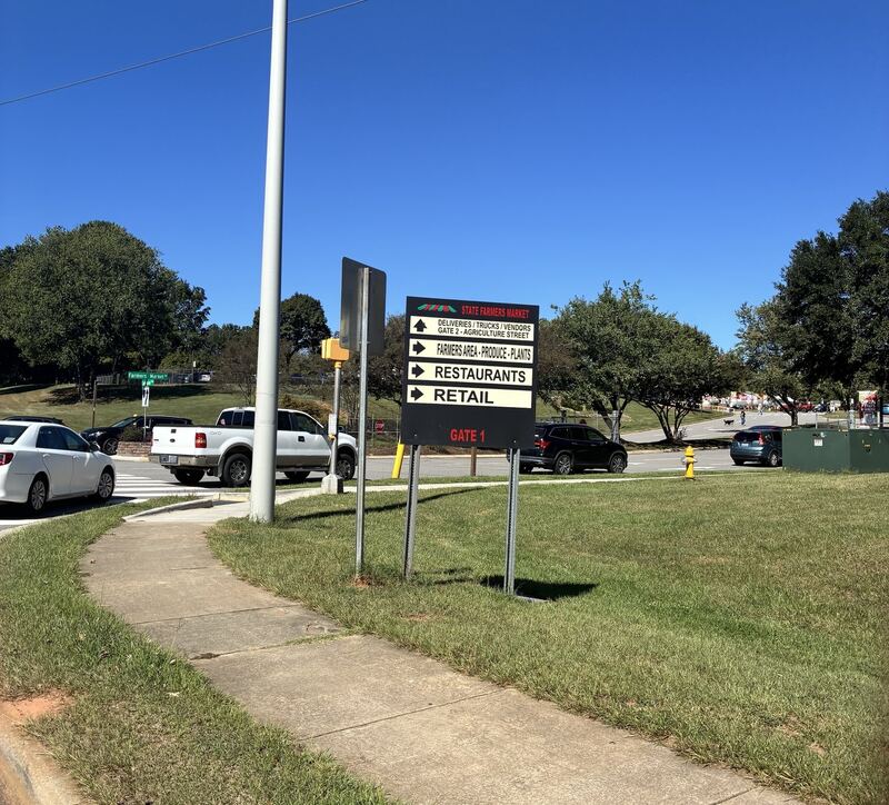 Directional signs help visitors find their way around the grounds.
