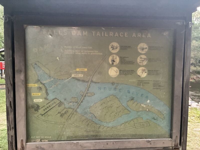 The Falls Dam Tailrace area map.